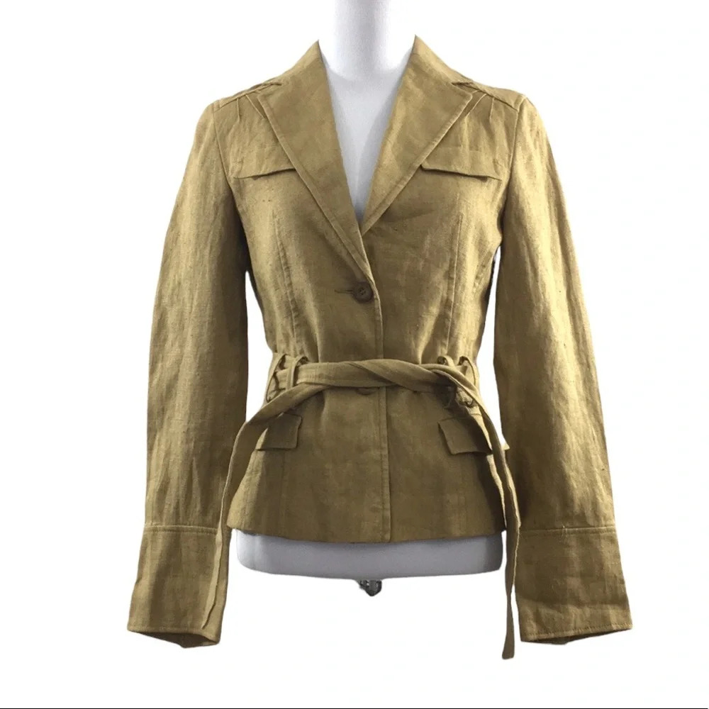 Zara Belted Linen Blazer